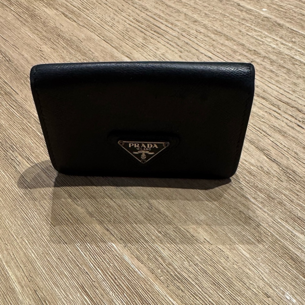 Prada Black Leather Card Holder / Wallet